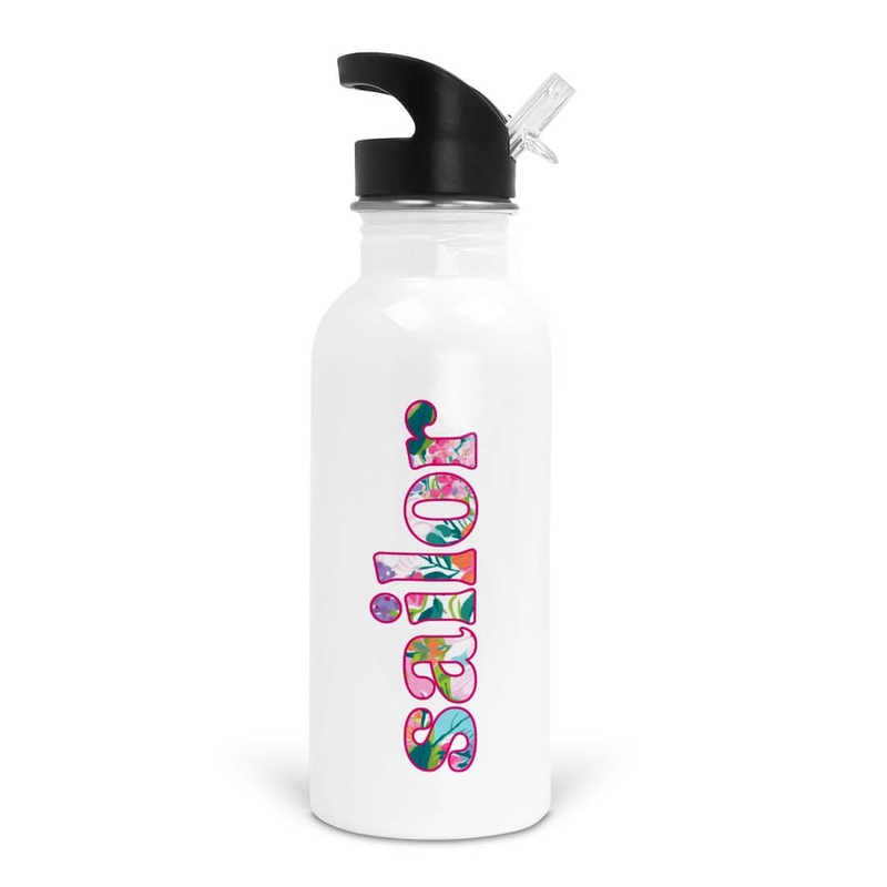 Seaside Blooms Personalized Kids Water Bottle