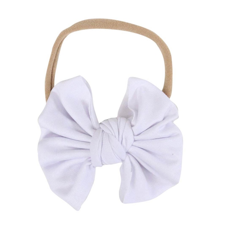 Solid White Knit Bow Headband