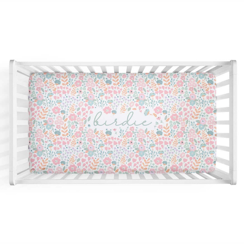 Willow’s Whimsy Floral Personalized Crib Sheet