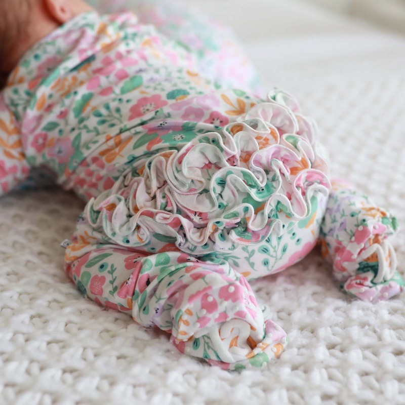 Willow’s Whimsy Floral Ruffle Zipper Footie
