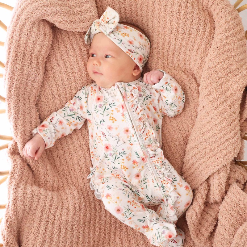 Winnie’s Wildflowers Ruffle Zipper Footie