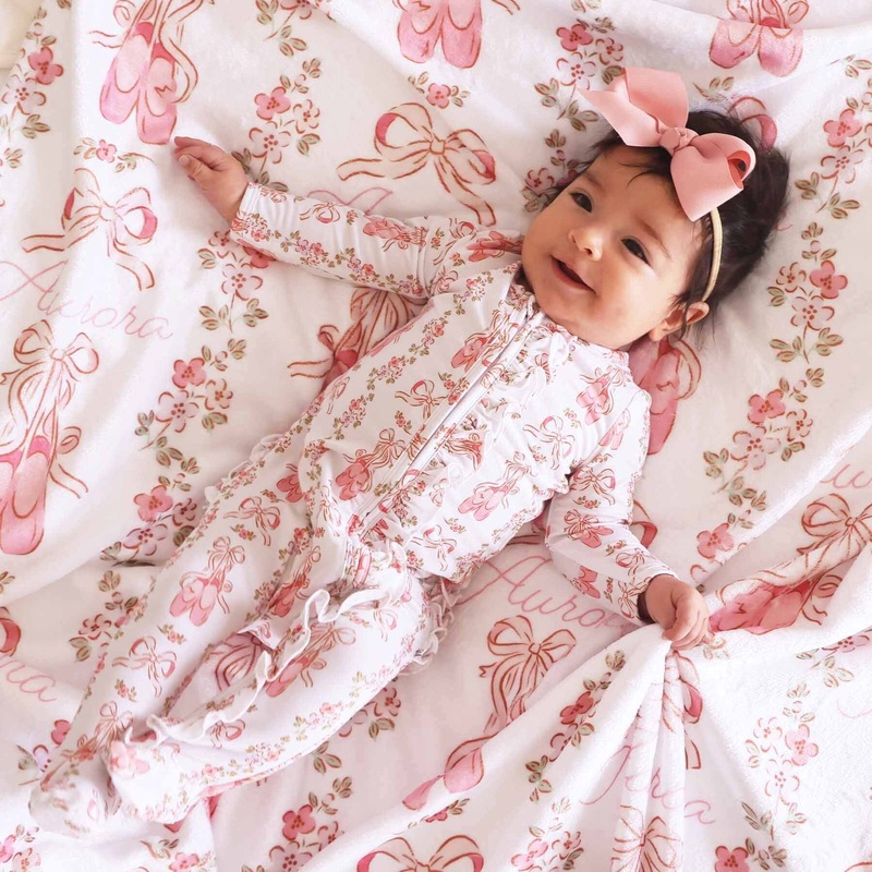 Ballet Blossoms Ruffle Zipper Footie