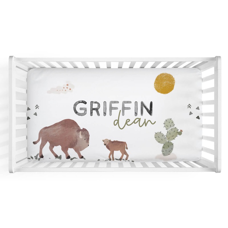 Blake’s Bison Personalized Crib Sheet