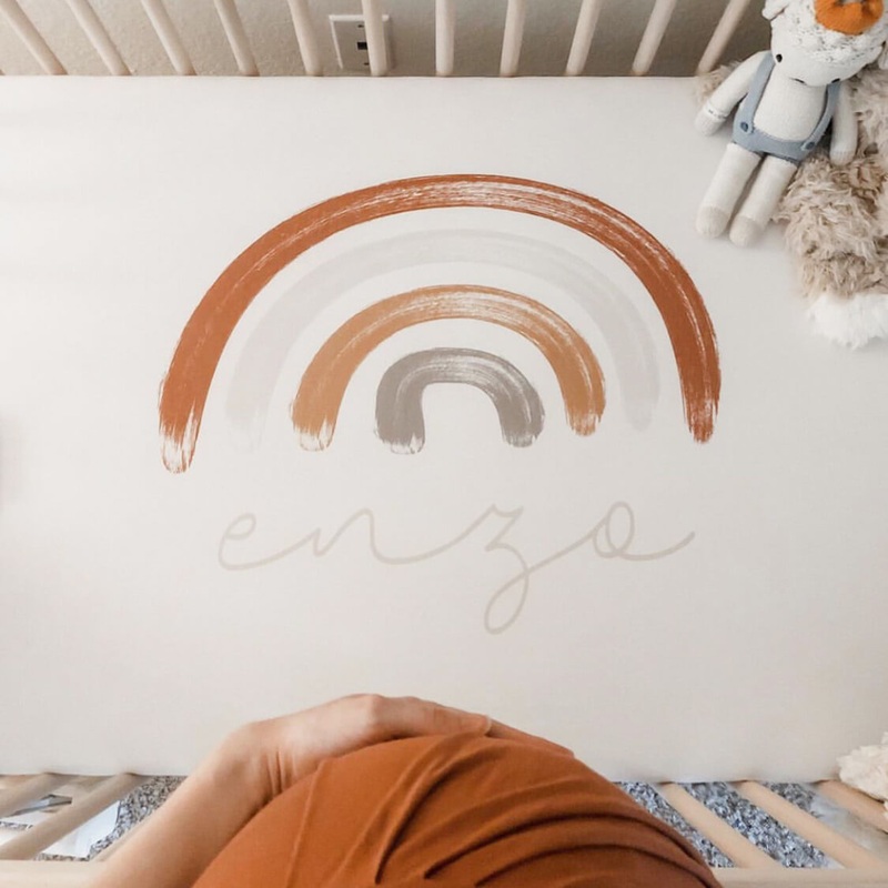 Cannon’s Earthy Rainbow Personalized Crib Sheet