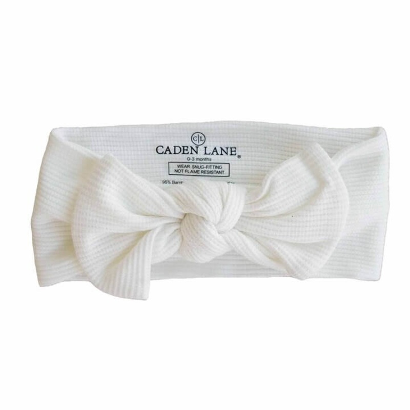 Cloud White Bamboo Waffle Knit Large Bow Headwrap