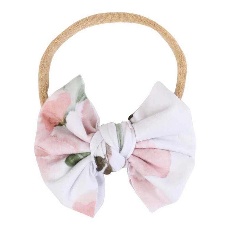 Millie’s Dusty Rose Floral Knit Bow Headband