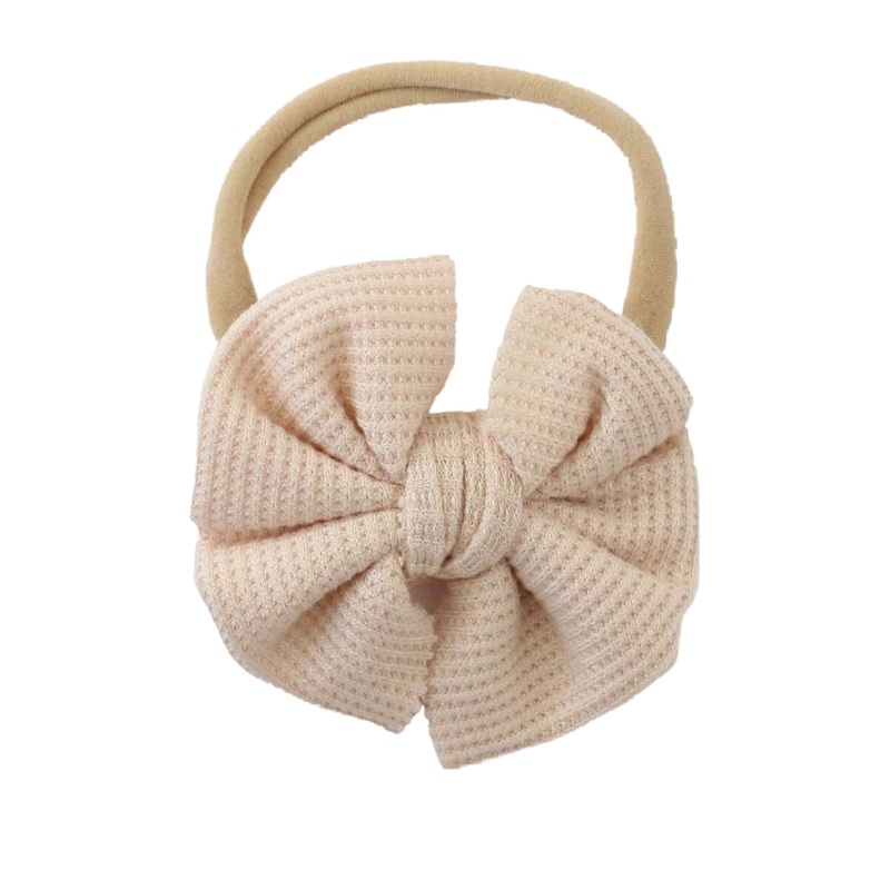 Oatmeal Bamboo Waffle Bow Headband