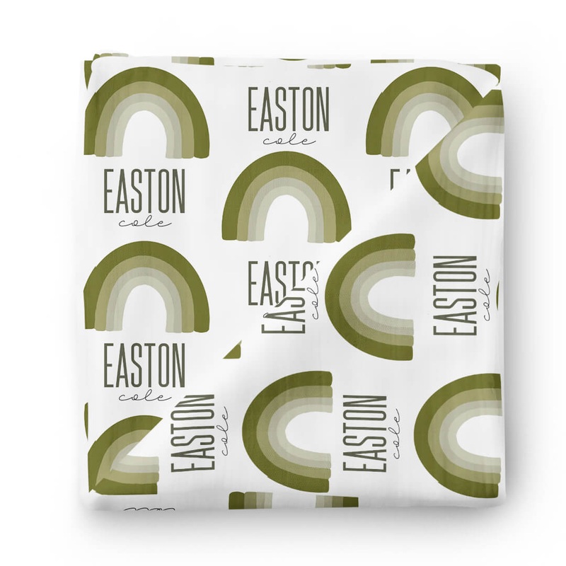 Ombre Rainbow Personalized Swaddle Blanket | Soft Greens