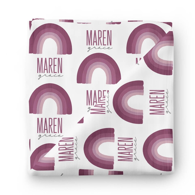 Ombre Rainbow Personalized Swaddle Blanket | Soft Purples