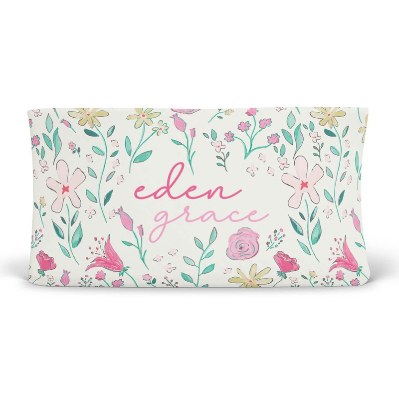 Paris Petals Personalized Changing Pad Cover