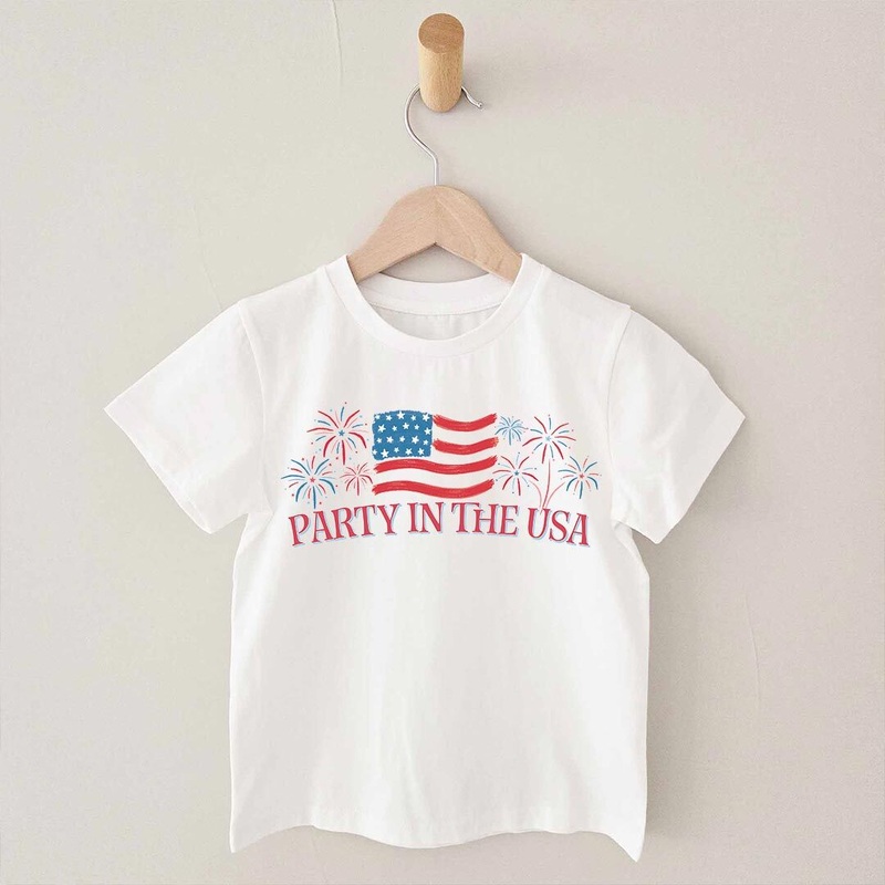 Party in the USA Fireworks Kids Graphic Tee | White