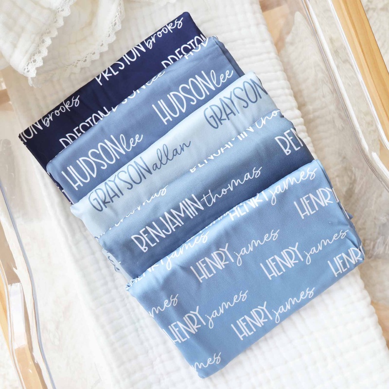Personalized Baby Name Swaddle Blanket Font Duo | Best Selling Blues