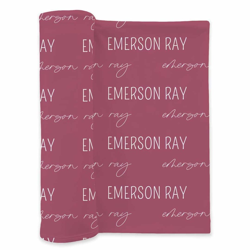 Personalized Cranberry Baby Name Swaddle Blanket