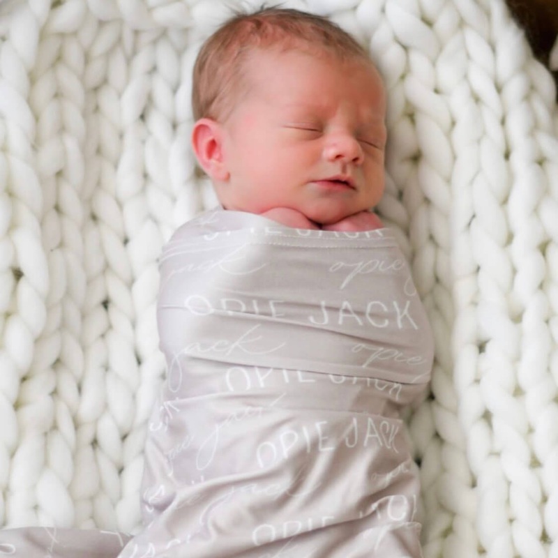 Personalized Stone Baby Name Swaddle Blanket – Block & Script