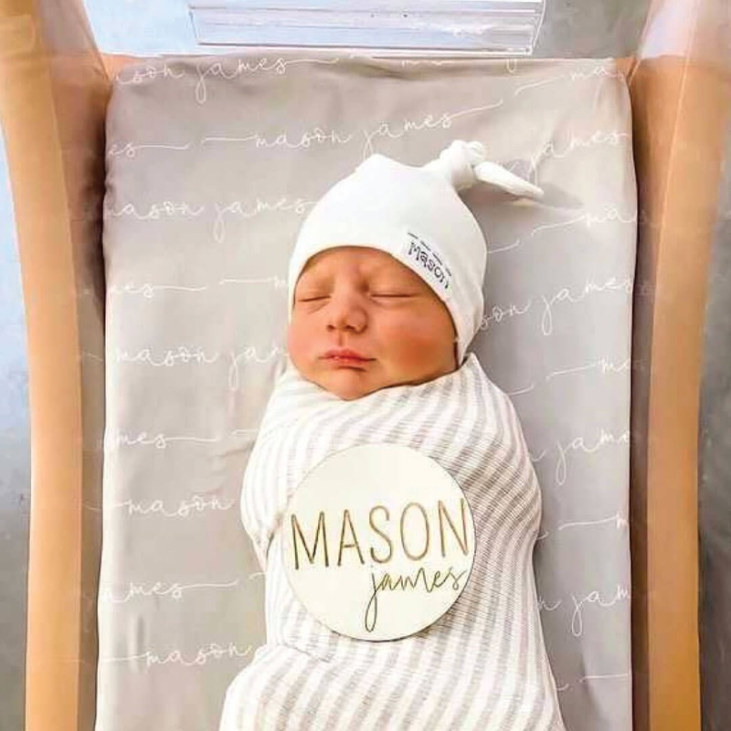 Personalized Stone Baby Name Swaddle Blanket – Script