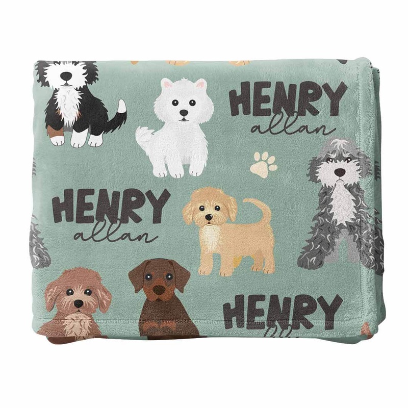 Puppy Pals Personalized Toddler Blanket | Green
