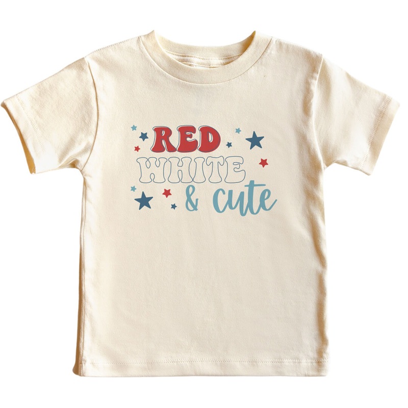 Red, White, & Cute Kids Graphic Tee | Natural