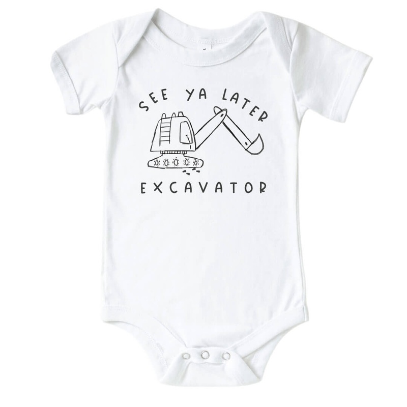 See Ya Later Excavator Graphic Bodysuit | White