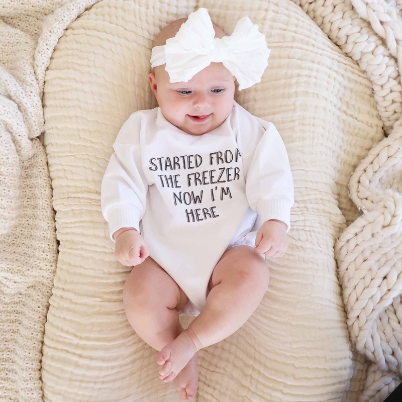 Started From The Freezer Graphic Sweatshirt Bubble Romper | White