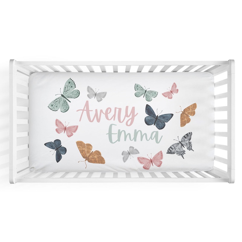 Bentley’s Butterfly Personalized Crib Sheet