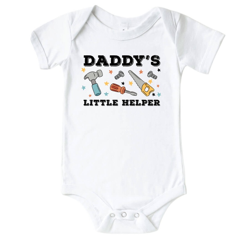 Daddy’s Little Helper Graphic Bodysuit | White