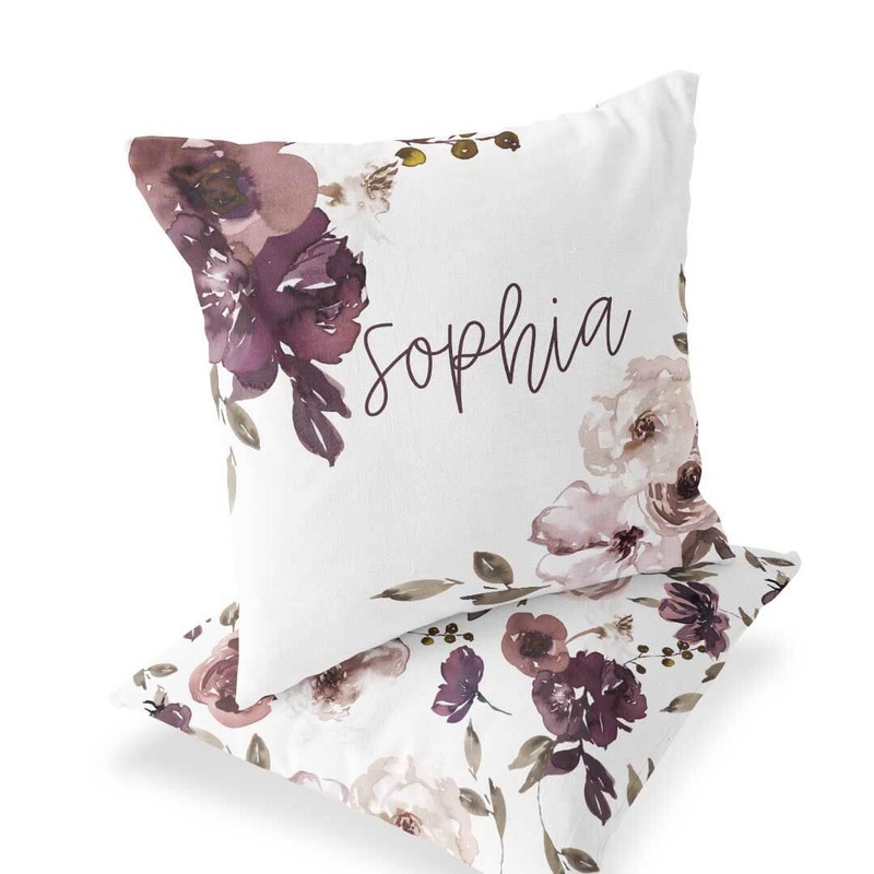 Demi’s Dusty Purple Floral Personalized Pillow