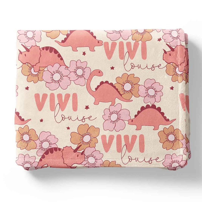 Dino Diva Personalized Kids Blanket