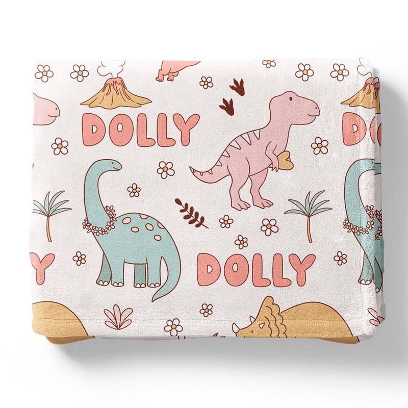 Dolly’s Dinos Personalized Kids Blanket