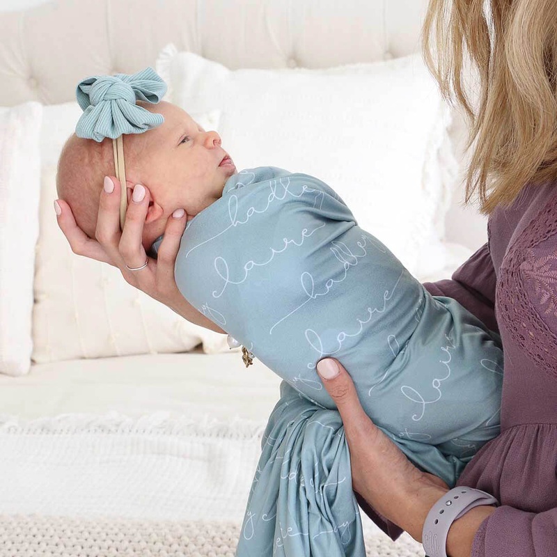Personalized Sea Salt Baby Name Swaddle Blanket – Script