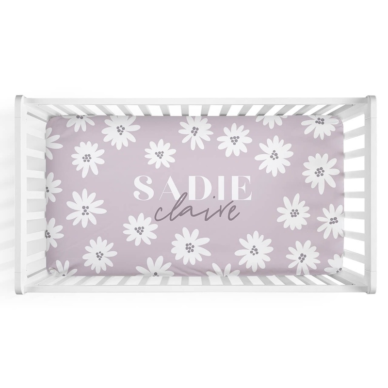 Purple Daisy Personalized Crib Sheet