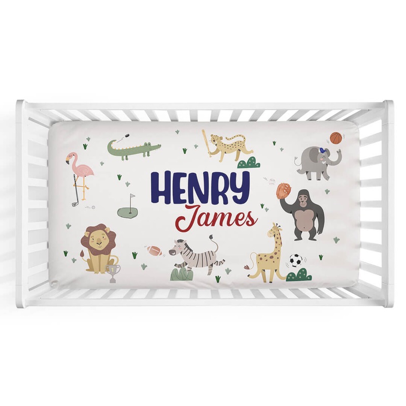 Safari Games Personalized Crib Sheet