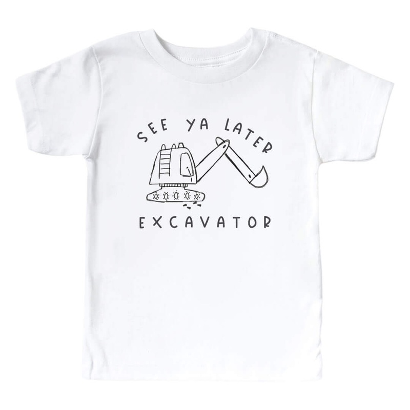See Ya Later Excavator Kids Graphic Tee | White