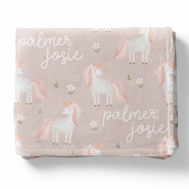 Sweet Unicorn Personalized Kids Blanket