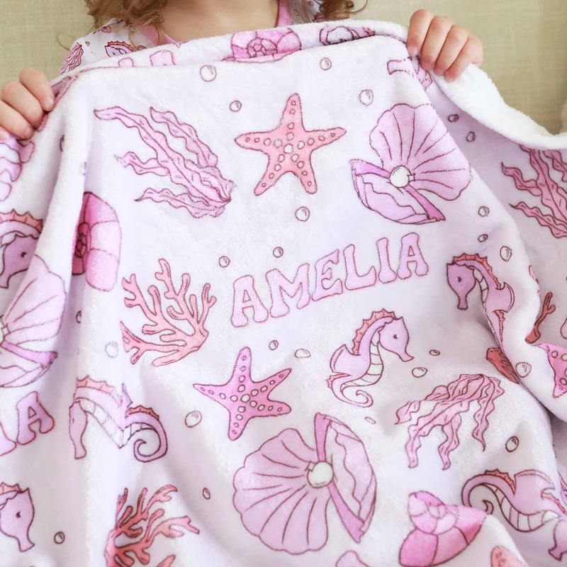 Tiny Tides Personalized Kids Blanket | Pink