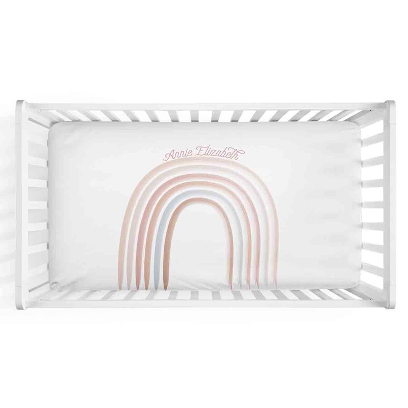 Watercolor Rainbow Girl Personalized Crib Sheet