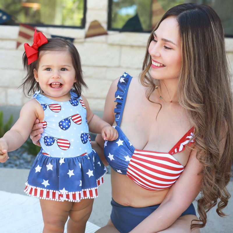 Women’s Bikini with High Waisted Bottom | Patriotic Summer