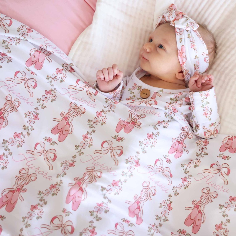 Ballet Blossoms Personalized Swaddle Blanket