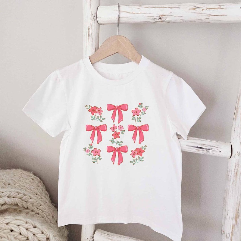 Bows & Flowers Kids Graphic Tee | White