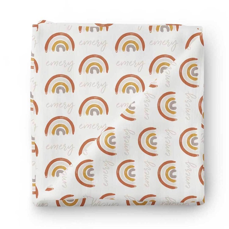 Cannon’s Earthy Rainbow Personalized Swaddle Blanket