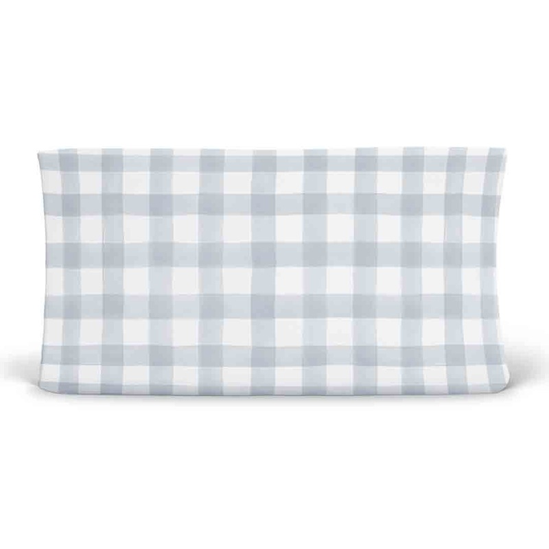 Dusty Blue Gingham Changing Pad Cover