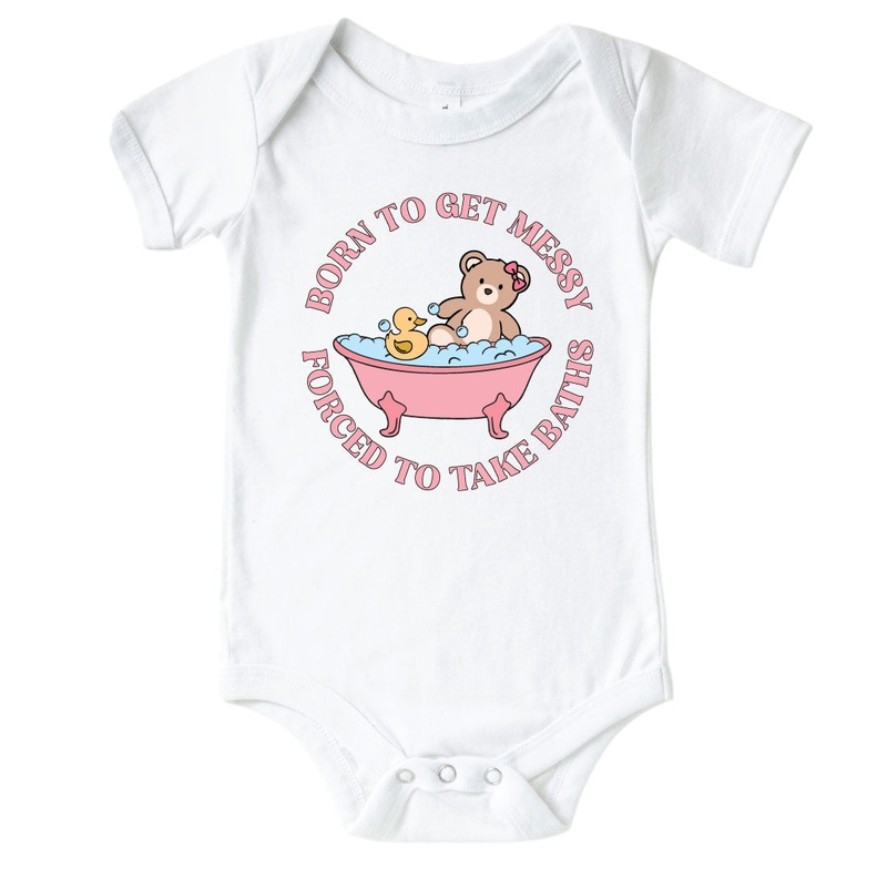 Forced To Take Baths Graphic Bodysuit | White