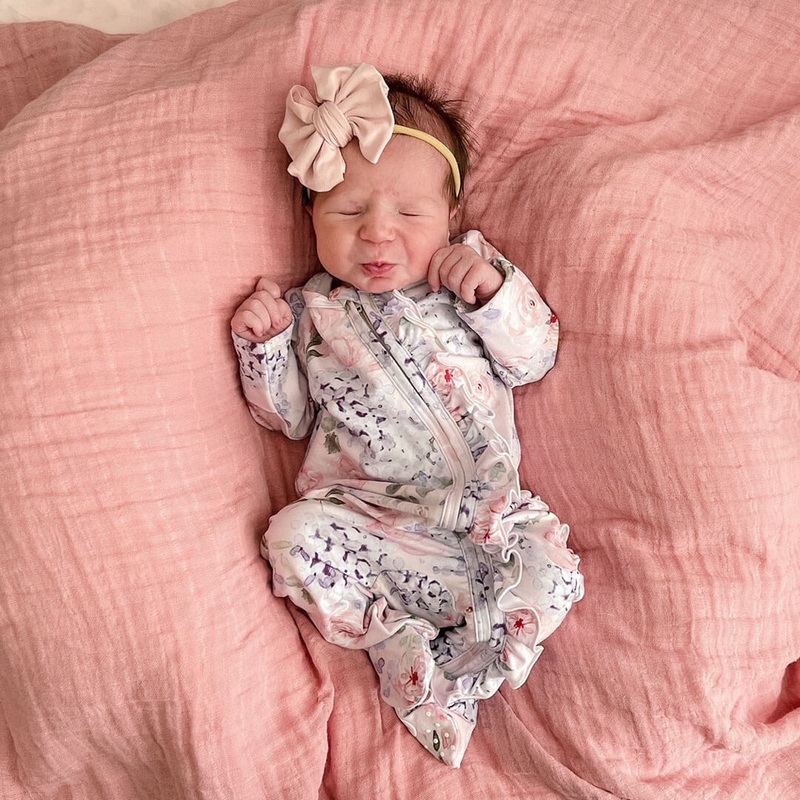 Henlee’s Hydrangea Zipper Ruffle Footie