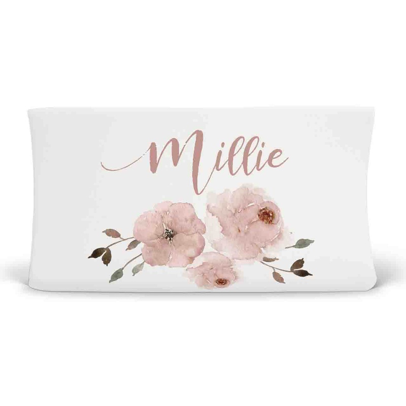 Millie’s Dusty Rose Garden Personalized Changing Pad Cover