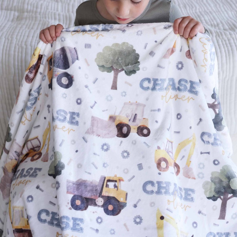 Nuts & Bolts Personalized Kids Blanket