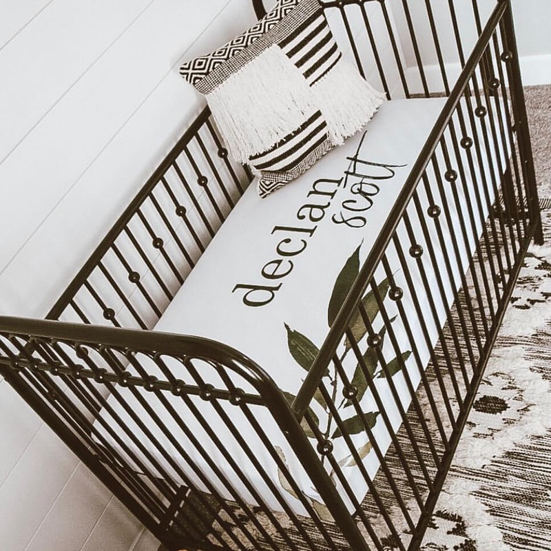 Olive Leaf Personalized Crib Sheet
