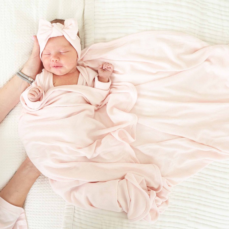Pearl Pink Bamboo Waffle Oversized Swaddle Blanket