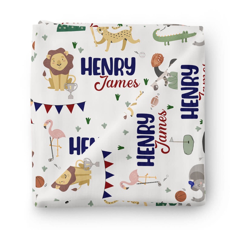 Safari Games Personalized Swaddle Blanket