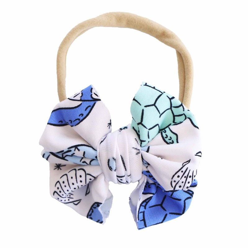 Sea Turtle Splash Knit Bow Headband