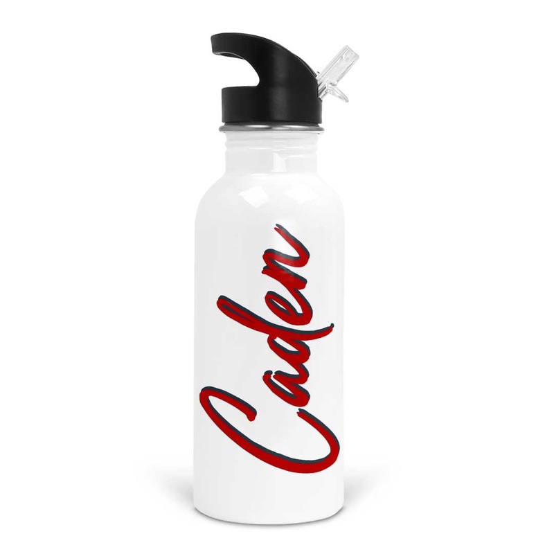 Cardinal & Navy Script Personalized Kids Water Bottle