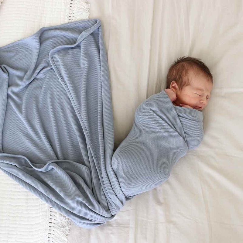 Dusty Denim Bamboo Waffle Oversized Swaddle Blanket